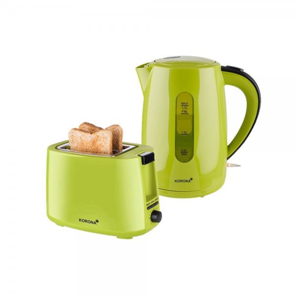KORONA Frühstücksset Küchenset 2-Scheiben-Toaster + Wasserkocher 1,7L Grün