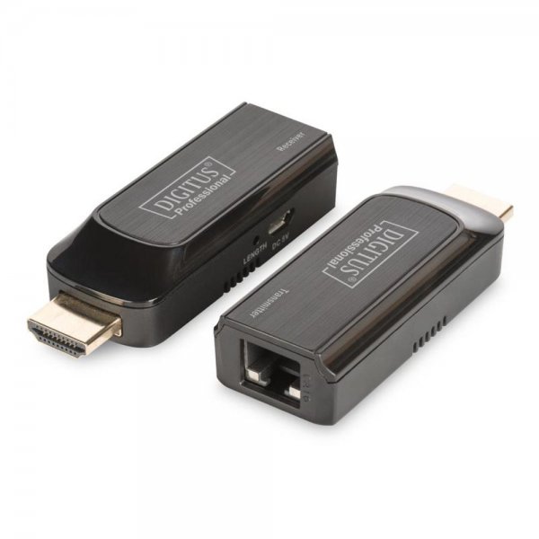 DIGITUS Mini HDMI Extender Set Full HD 50m Cat6/6A/7 via Micro USB Kabel Schwarz Sender Empfänger
