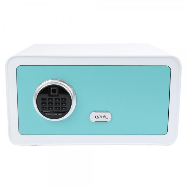 Olympia Tresor GOsafe 210FP blau weiß Safe Fingerabdruck Zahlencode Sicherheitsschlüssel Alarm LED Batterie