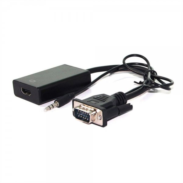 VALUE Adapterkabel VGA+Audio zu HDMI schwarz 0,15 m