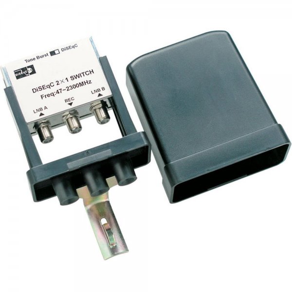 Schwaiger Multischalter DiSEqC 1.0 Schalter (2 > 1) schwarz silber F-Buchse Verteiler LNB