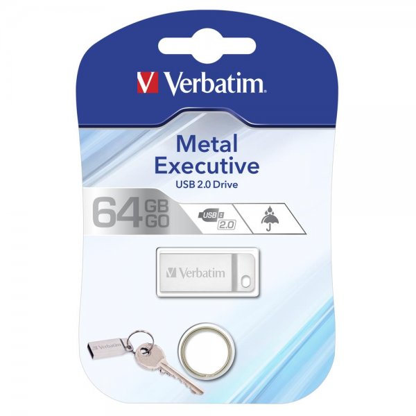 Verbatim (98750) USB Speicher Stick Drive 2.0 Metal Executive 64GB Silber