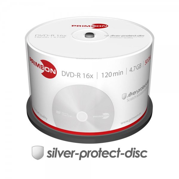 50x TOP DVD-R Rohlinge 4,7GB 120Min 16x Spindel kratzfest silver-protect