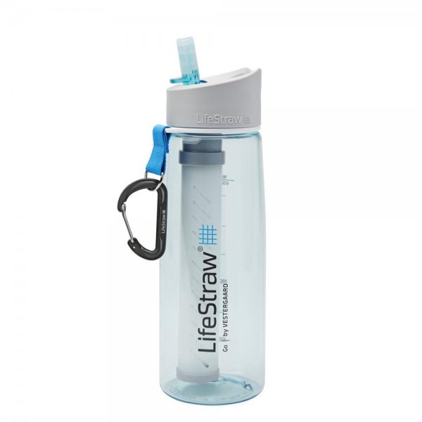 LifeStraw Go 2-stufig Trinkfalsche mit Filter blau Wasserflasche Camping Klappverschluss Karabinerhaken