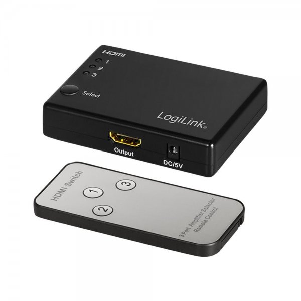 LogiLink HD0042 HDMI-Switch, 3x1-Port, 1080p/60 Hz, HDCP, CEC, RC