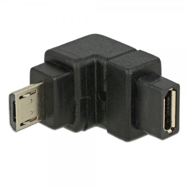 Delock Adapter USB 2.0 Micro-B Stecker > USB 2.0 Micro-B Buchse gewinkelt unten