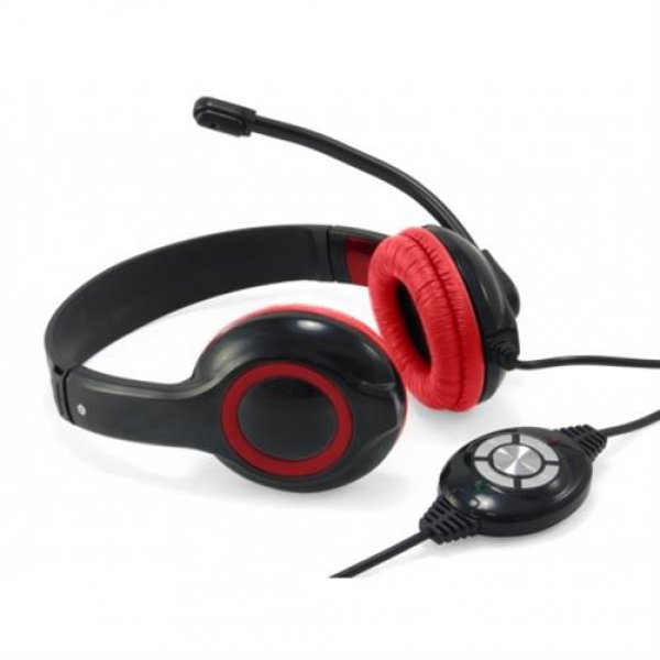 Conceptronic USB Stereoheadset Kopfhörer mit flexiblen Mikrofon Rot VOIP Chat