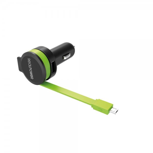 RealPower USB KFZ Auto Ladestation Micro-USB Ladekabel 58cm car charger cable M PKW LKW Ladegerät