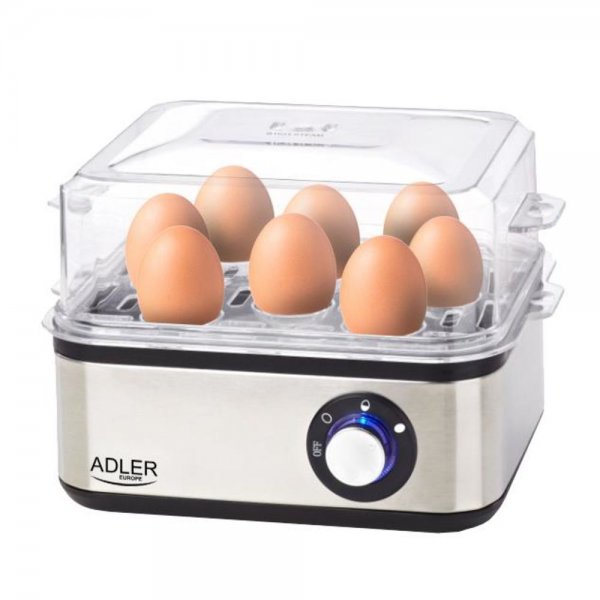 Adler AD 4486 Eierkocher für 8 Eier weich mittel hart Abschaltautomatik mit akustischem Signal, Einsatz für pochierte Eier