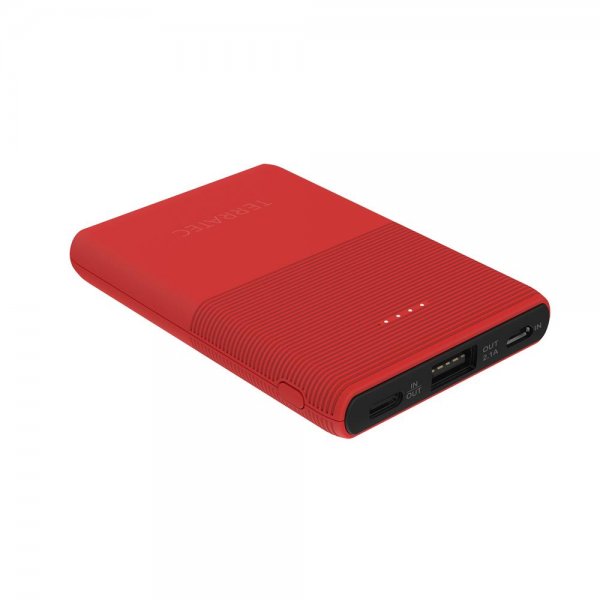 TERRATEC P50 Pocket Poppy Red 5.000mAh Mobiles Ladegerät Powerbank USB USB-C LED Smartphone Tablet