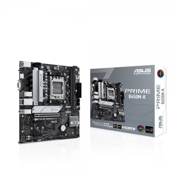ASUS Prime B650M-K Mainboard Sockel AMD AM5 (Ryzen 7000, micro-ATX, DDR5, PCIe 5.0, BIOS Flashback)