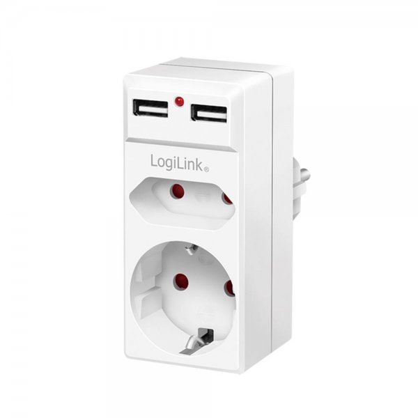 LogiLink Steckdosenadapter 1x CEE7/16 + 1x CEE7/3 + 2x USB-A