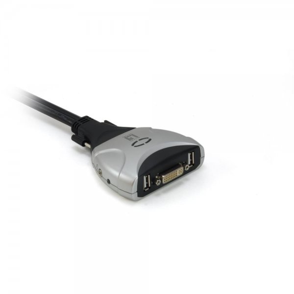 LevelOne 2 Port KVM Switch DVI USB VGA schwarz # KVM-0260