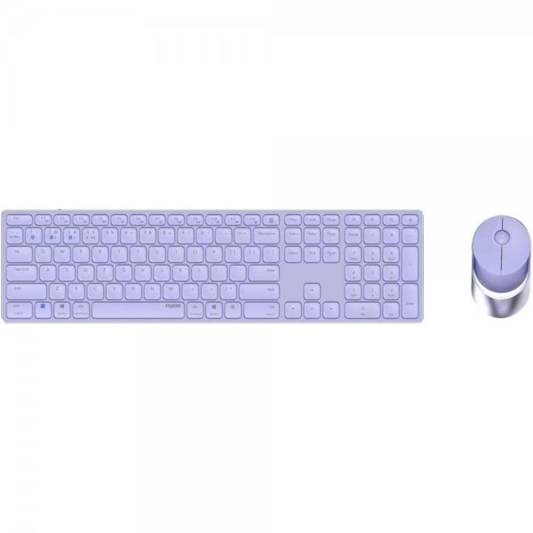 Rapoo 9850M kabelloses Tastatur-Maus Set Lila flaches Aluminium Design DE-Layout QWERTZ