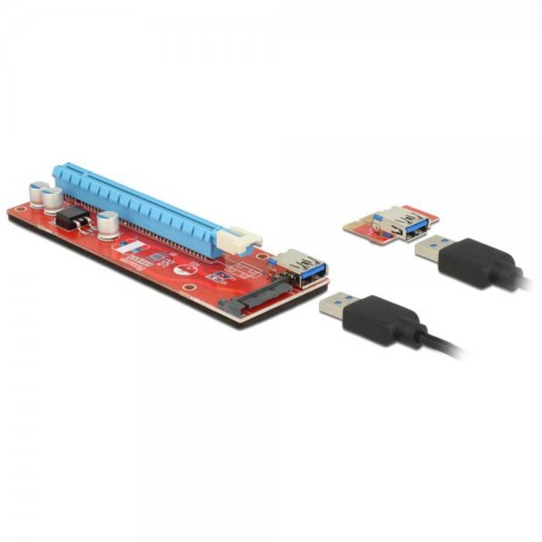 Delock Riser Karte PCI Express x1 > x16 mit 60 cm USB Kabel