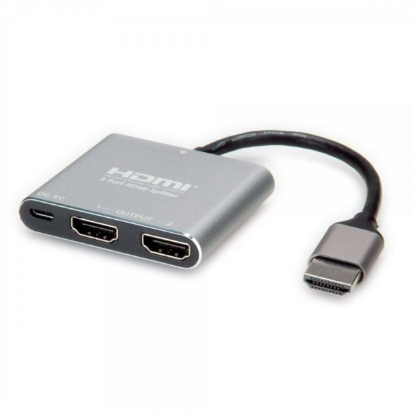 VALUE Video-Splitter HDMI 4K für zwei HDMI-fähige Anzeigegeräte silber