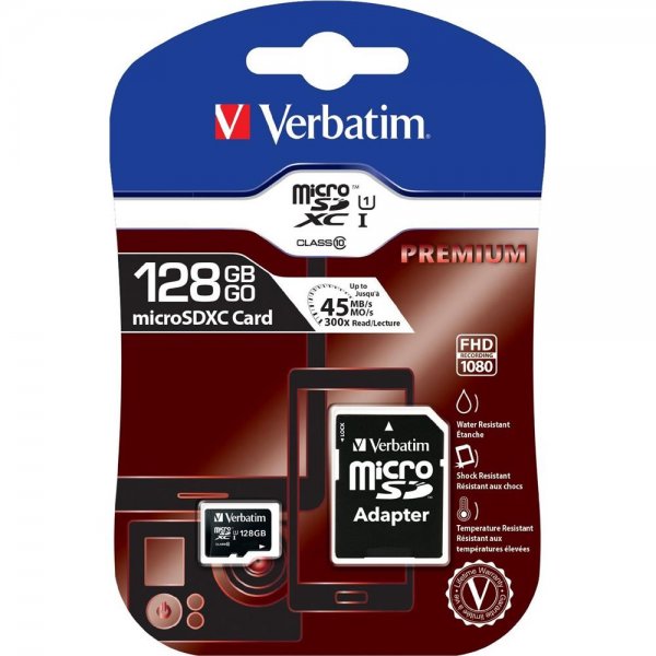 Verbatim microSDXC 128GB Class 10 UHS-I incl Adapter