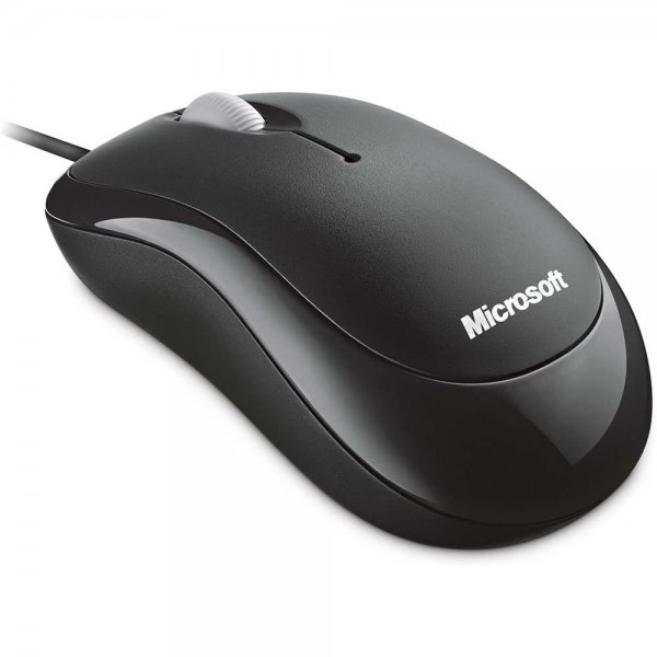 Microsoft Basic Optical Mouse, schwarz, kabelgebunden, für Rechts- und Linkshänder geeignet