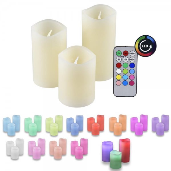 IOIO 3er LED Kerzen-Set mit Fernbedienung Farbwechsel