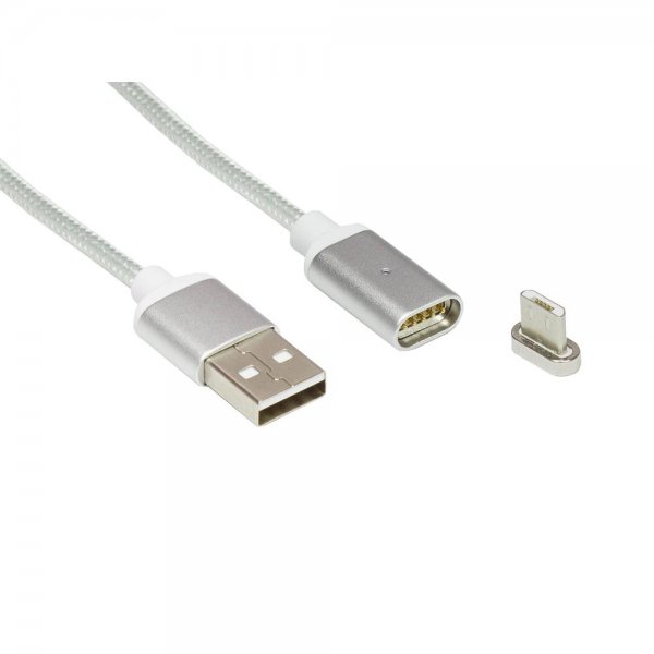 ZOIG magnetisches Micro B USB Ladekabel für Smartphone, Tablet 1m silber KU01
