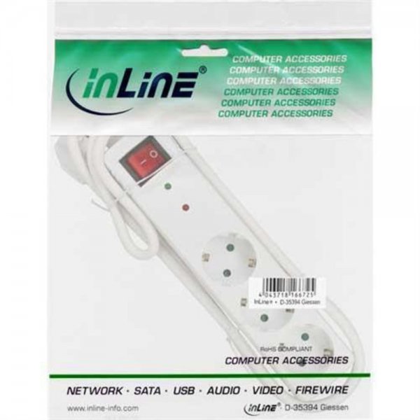 InLine InLine® Steckdosenleiste, weiß, 3-fach mit Übers # 16431Q