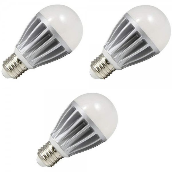 save-E LED Glühbirne Lampe E27 6W 3000K 470lm 3er Set Leuchtmittel Licht warmweiß Glühlampe metallisch Weiß