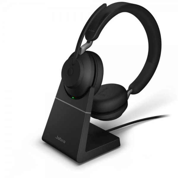 Jabra Evolve2 65 Wireless Headset mit Ladestation Noise Cancelling Stereo Kopfhörer USB-A Bluetooth Adapter