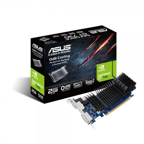 ASUS GeForce GT 730 2GB GDDR5 Low-Profile-Grafikkarte 0dB Passivkühlung GPU Tweak II VGA DVI HDMI