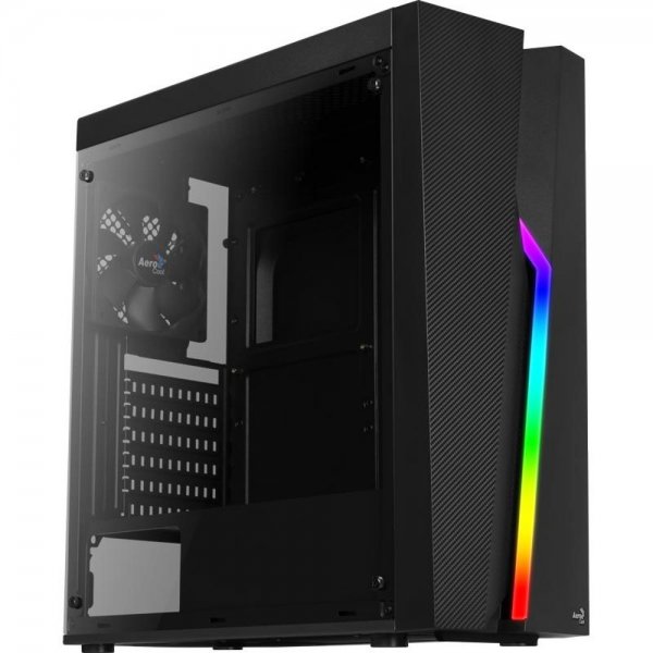 Aerocool Bolt Midi-Tower Gaming PC-Gehäuse Acryl Seitenfenster RGB LED Frontbeleuchtung