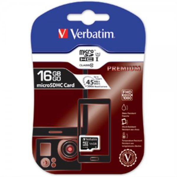 Verbatim microSDHC Speicherkarte 16GB Class10 10 MB/s Schreiben Lesen
