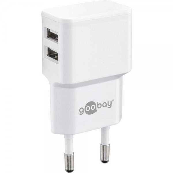 Goobay 44952 Dual USB-Ladegerät 2,4 A 12 W 2x USB-Buchse flache Bauform weiß