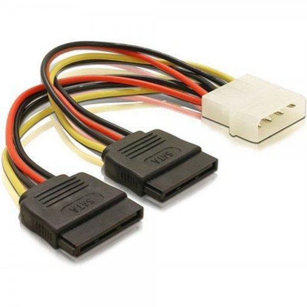 Delock 4Pin Strom Adapter > 2x 15Pin SATA Festplatte Stromanschluss ATX Netzteil