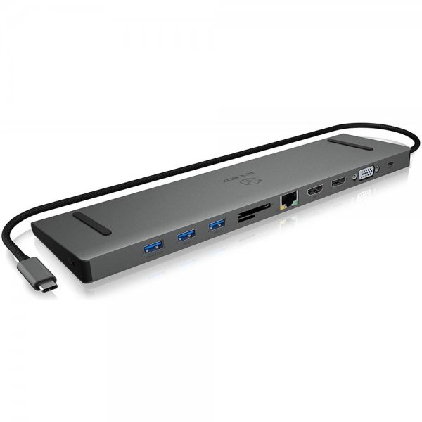 ICY BOX IB-DK2106-C USB-C Dockingstation HDMI 4K 30 Hz VGA LAN 100 W USB 3.0 Kartenleser Audio