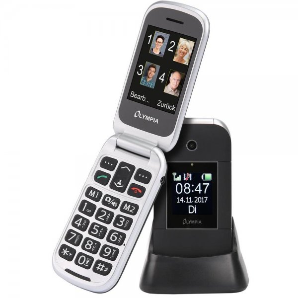 Olympia Janus Großtasten-Mobiltelefon Seniorenhandy Dual-Display schwarz Große Tasten Klapphandy