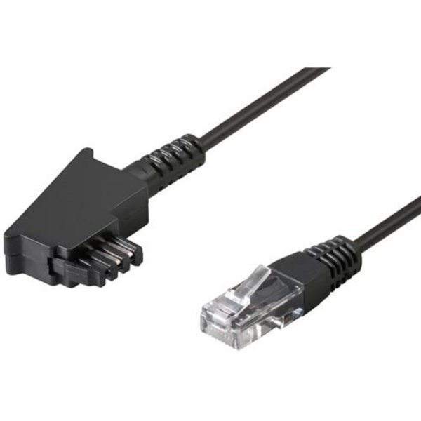 Wentronic Goobay TEL TAE-F Kabel RJ45 8P2C Stecker für DSL Router 15m Schwarz TAE Anschlusskabel