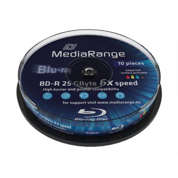 MEDIARANGE 10 x BD-R - 25 GB 6x - mit Tintenstrahldruck # MR500