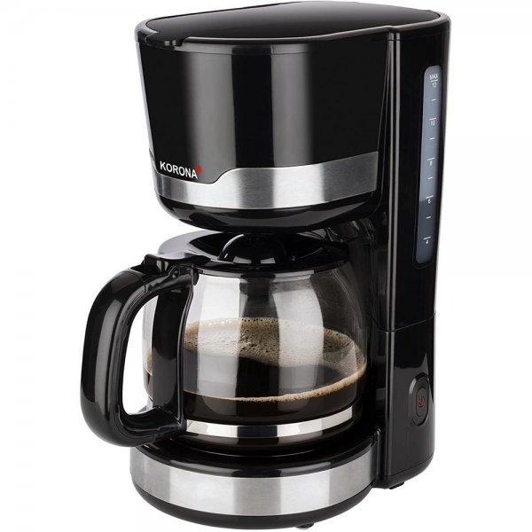 KORONA Kaffeemaschine Schwarz / Edelstahl Glaskanne Filter-Kaffeeautomat 12 Tassen 1000W 1,5l Kaffee