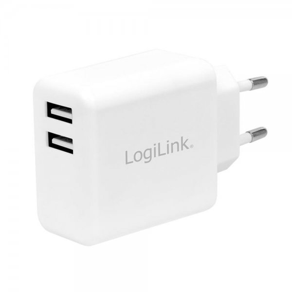 LogiLink PA0210W USB Steckdosenadapter Stecker 2x USB-Port, 12W, weiß