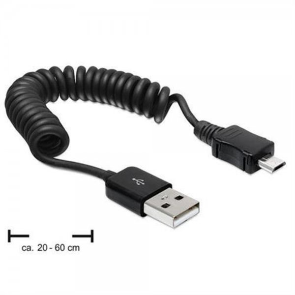 Delock USB 2.0-A Stecker > USB micro-B Stecker Spiral-Daten- und Ladekabel Handy