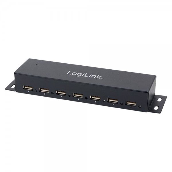 LogiLink UA0148 USB 2.0 Hub mit 7-Ports montierbar aus Metall mit LED Anzeige