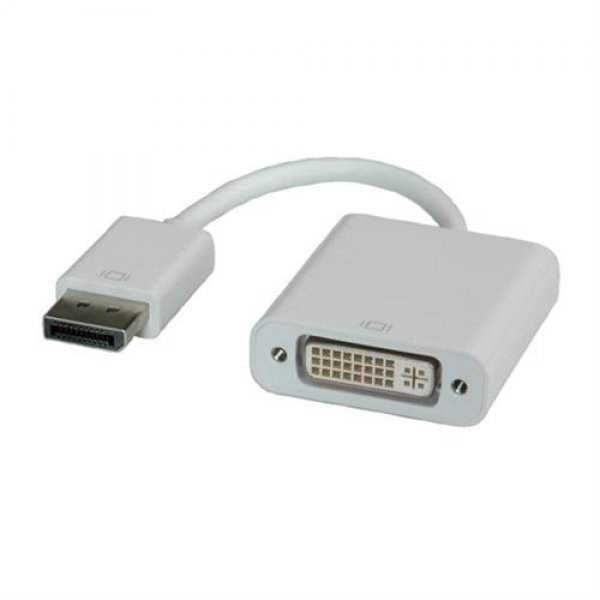 ROLINE DISPLAYPORT DP Stecker zu DVI-D Dual Link Buchse Adapter Kabel 0,15m weiß