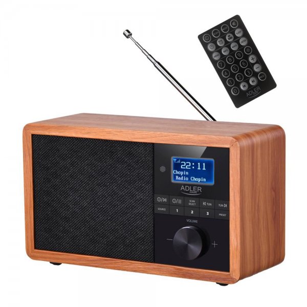 Adler AD 1184 Radio DAB+ Bluetooth 5.0 FM/UKW Holzgehäuse Wecker Uhr Fernbedienung