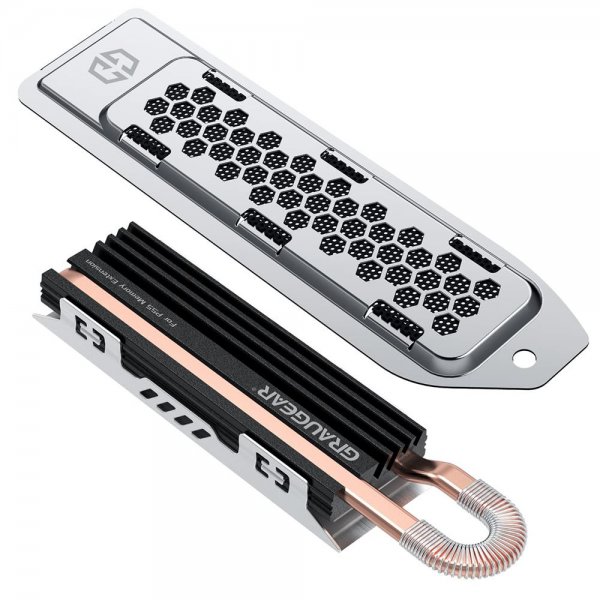 GRAUGEAR Heatpipe Kühlkörper für PS5 Speichererweiterung für M.2 NVMe 2280 SSD mit Staubschutzhaube Wärmeleitpads Schraubensatz