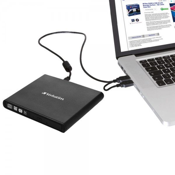 Verbatim externer CD/DVD Recorder Slimline Brenner USB 2.0 Mobile ReWriter