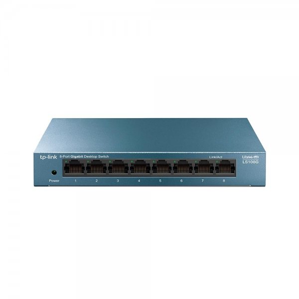 TP-Link LS108G 8-Port Gigabit Desktop Switch Unmanaged LiteWave Metallgehäuse Blau