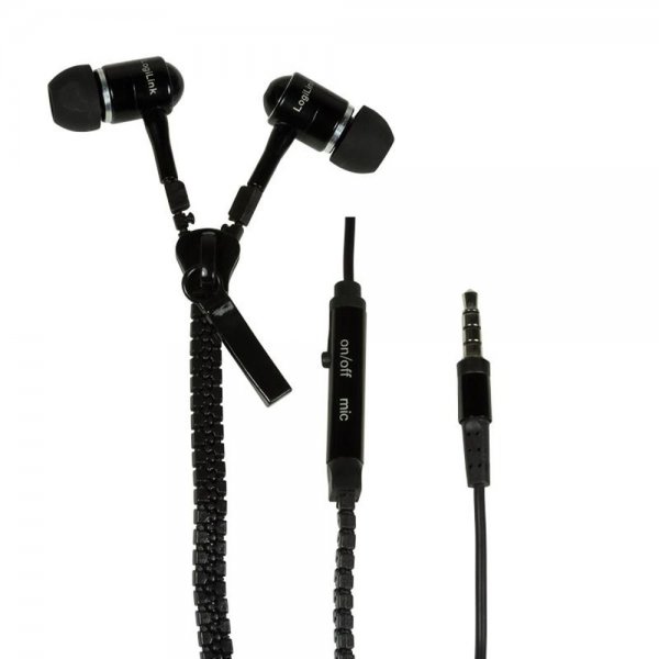 LogiLink HS0021 "Zipper" Stereo In-Ear Headset Mikrofon Fernbedienung schwarz