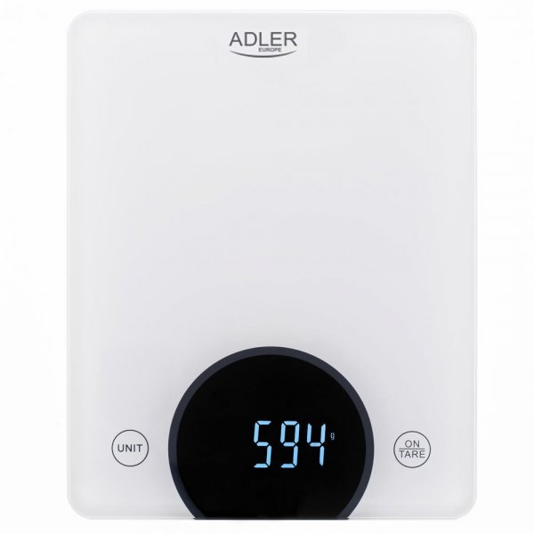 Adler AD 3173 Küchenwaage digital LED Anzeige bis 10 kg weiß Haushaltswaage Tara Funktion Batterie