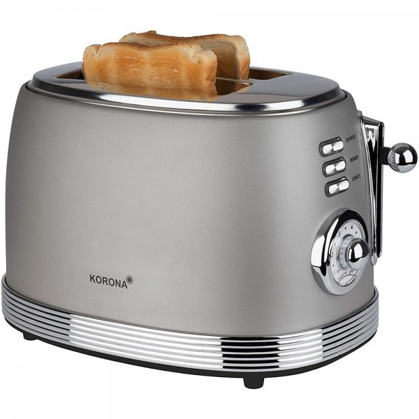 KORONA Retro Design Toaster 21667 grau 2 Scheiben analoge Anzeige Röstgrad Chrom Sytle beleuchtet