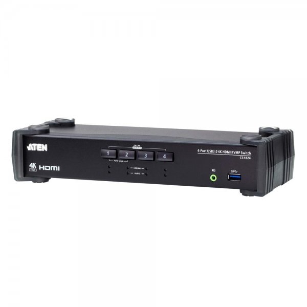ATEN CS1824 4-Port USB 3.0 4K HDMI KVMP Switch mit Audio Mixer Modus Schwarz