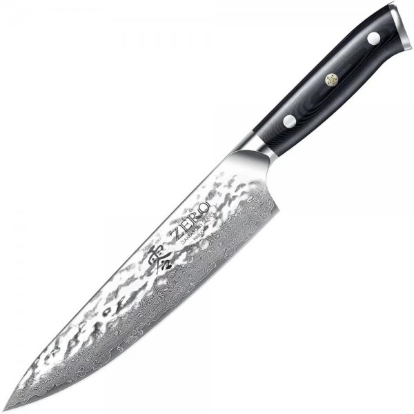 KozyGear 6KGZ-1004S Kochmesser Silber Schwarz professionell Küchenmesser Edelstahl Messer gehämmert